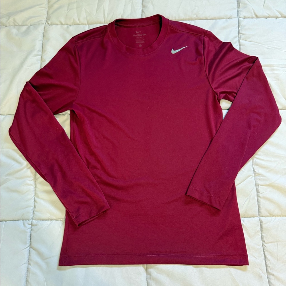 Men's Nike Dri-Fit Long Sleeve Shirt - Size Small, Maroon